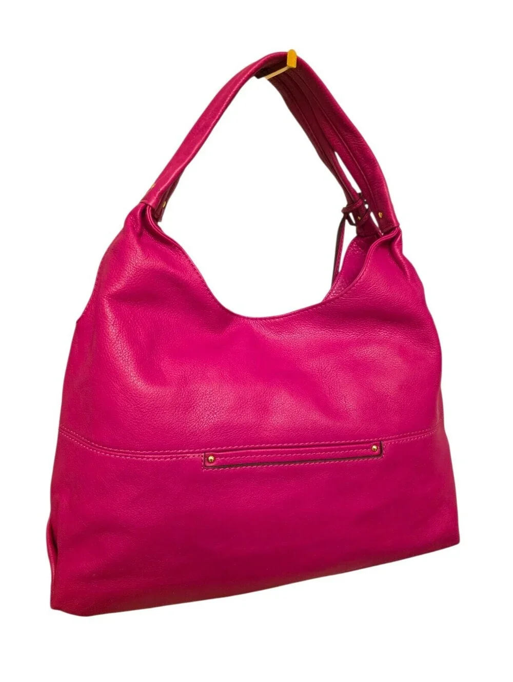 Michael Kors Hot Pink Fuchsia Leather Hobo Shoulder Bag Gold Hardware Large